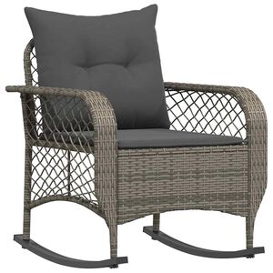 vidaXL Garden Rocking Chair with Cushions Grey Poly Rattan