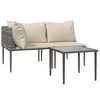 vidaXL 3 Piece Garden Lounge Set with Cushions Grey Poly Rattan