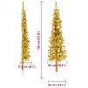vidaXL Slim Artificial Half Christmas Tree with Stand Gold 150 cm