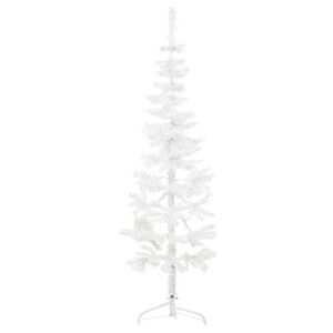 vidaXL Artificial Half Christmas Tree | White | PVC | Slim