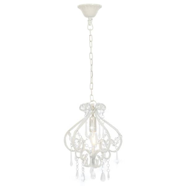 vidaXL Ceiling Lamp with Beads White Round E14