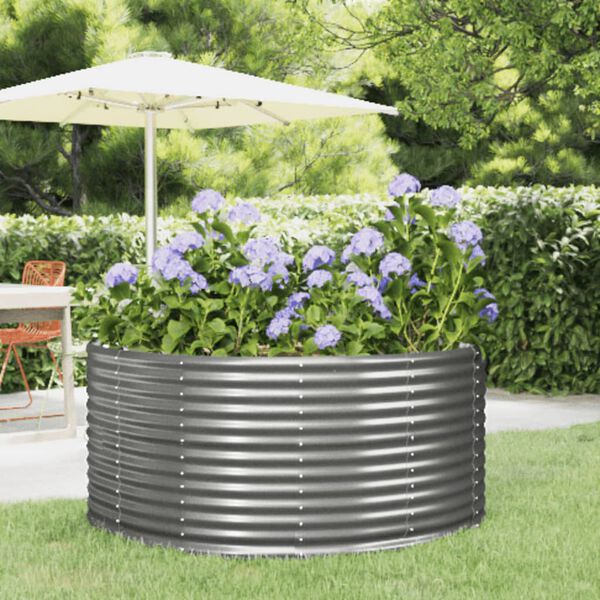 vidaXL Garden Raised Bed Grey 140x140x68 cm Galvanised Steel
