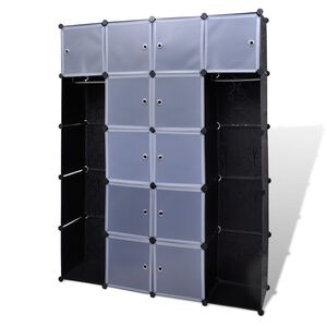 vidaXL Modular Cabinet 14 Compartments Black and White 37x146x180.5 cm