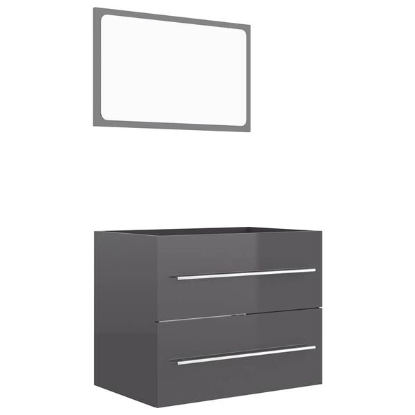 vidaXL 2 Piece Bathroom Furniture Set High Gloss Grey Engineered Wood