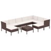 vidaXL 10 Piece Garden Lounge Set with Cushions Poly Rattan Brown