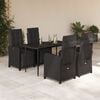 vidaXL 5 Piece Garden Dining Set with Cushions Black Poly Rattan