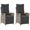 vidaXL Reclining Garden Chairs 2 pcs with Footrest Grey Poly Rattan