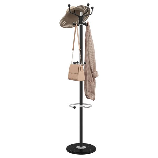 vidaXL Coat Stand with Umbrella Holder Black 180 cm Powder-coated Iron