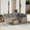 vidaXL 7 Piece Garden Sofa Set with Cushions Beige Poly Rattan