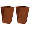 vidaXL Planter 2 pcs Rusty 50 x 50 x 75 cm Weathering Steel