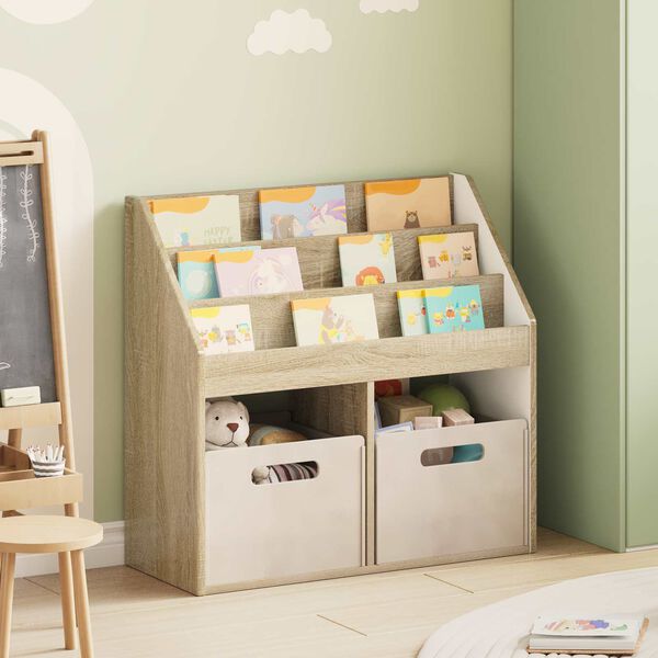 vidaXL Kids Bookshelf Sonoma Oak 72.5 x 29.5 x 69 cm Engineered Wood
