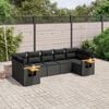 vidaXL 7 Piece Garden Sofa Set with Cushions Black Poly Rattan