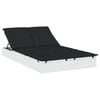 vidaXL 2-Person Sunbed with Cushions White Poly Rattan