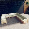 vidaXL 11 Piece Garden Lounge Set with Cream Cushions Solid Pinewood