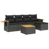 vidaXL 6 Piece Garden Sofa Set with Cushions Black Poly Rattan