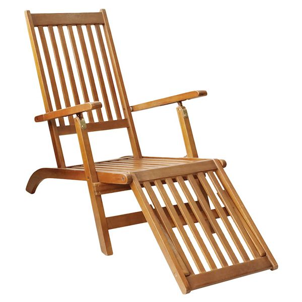 vidaXL Outdoor Deck Chair with Footrest Solid Acacia Wood