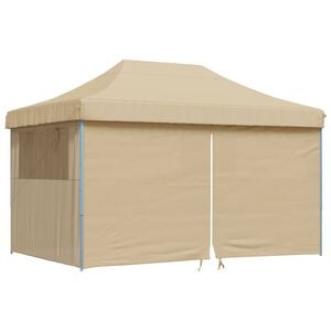 vidaXL Foldable Party Tent Pop-Up with 4 Sidewalls Beige