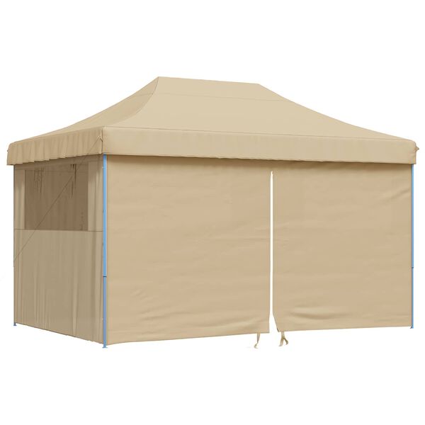 vidaXL Foldable Party Tent Pop-Up with 4 Sidewalls Beige