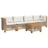 vidaXL 5 Piece Garden Sofa Set with Cushions Beige Poly Rattan