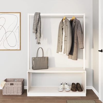 vidaXL Clothes Rack with Shoe Storage White 113x40x157.5 cm Solid Wood Pine