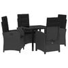 vidaXL Garden Dining Set with Cushion 5 pcs Black Poly Rattan