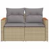 vidaXL Garden Sofa with Cushions 2-Seater Beige Poly Rattan