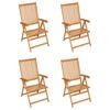 vidaXL Garden Chairs 4 pcs with Blue Cushions Solid Teak Wood