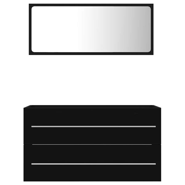 vidaXL 2 Piece Bathroom Furniture Set Black Engineered Wood