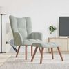 vidaXL Relaxing Chair with a Stool Light Grey Velvet