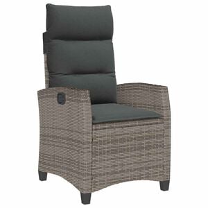 vidaXL Reclining Garden Chair with Side Table Grey Poly Rattan
