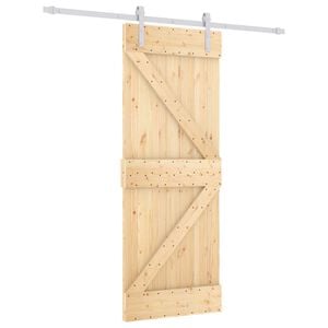 vidaXL Sliding Door Natural and White 80 x 210 cm Solid Pine Wood
