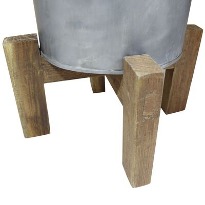 vidaXL Laundry Basket Galvanised Iron Solid Reclaimed Wood 30x30x58 cm