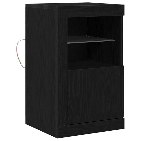 vidaXL LED Sideboard Black Oak 41 x 37 x 67 cm Engineered Wood