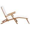 vidaXL Deck Chair with Cushion Cream White Solid Teak Wood
