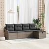 vidaXL Garden Sofa Set with Cushion 5 pcs Grey Poly Rattan