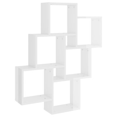 vidaXL Wall Cube Shelf High Gloss White 78x15x93 cm Engineered Wood