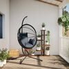 vidaXL Hanging Egg Chair with Stand Anthracite Rattan and Steel