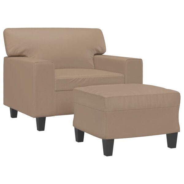 vidaXL Sofa Chair with Footstool Cappuccino 60 cm Faux Leather