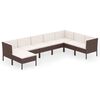 vidaXL 8 Piece Garden Lounge Set with Cushions Poly Rattan Brown