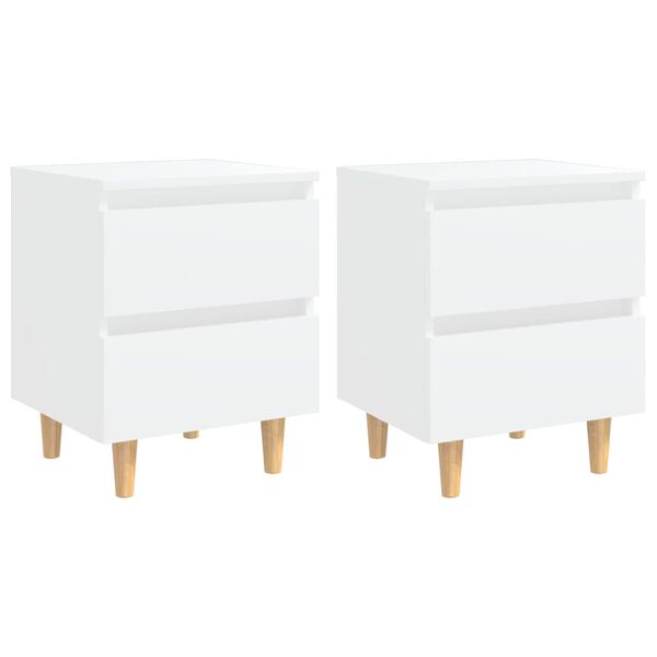 vidaXL Bed Cabinets with Solid Pinewood Legs 2 pcs White 40x35x50 cm