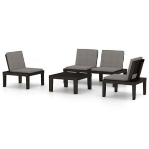 vidaXL 4 Piece Garden Lounge Set with Cushions Plastic Grey