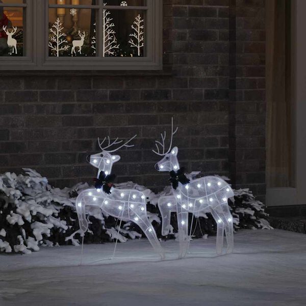vidaXL LED Reindeers 2 pcs Cold White Fabric