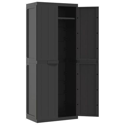 vidaXL Outdoor Storage Cabinet Black 65x37x165 cm PP