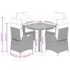 vidaXL 5 Piece Garden Dining Set with Cushions Black Poly Rattan