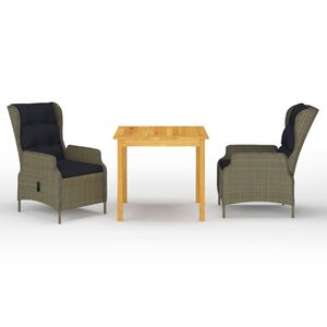 vidaXL 3 Piece Garden Dining Set Brown