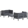 vidaXL 5 Piece Garden Lounge Set with Anthracite Cushions Pinewood