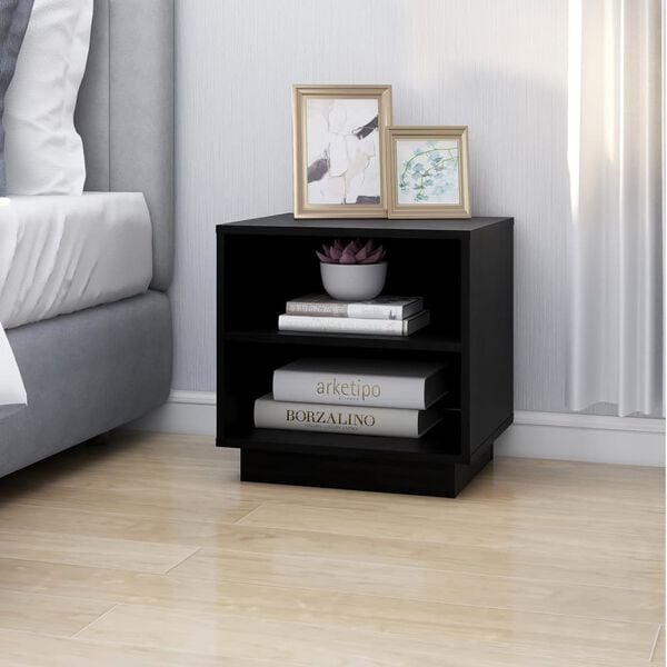 vidaXL Bedside Cabinet Black 40x34x40 cm Solid Wood Pine