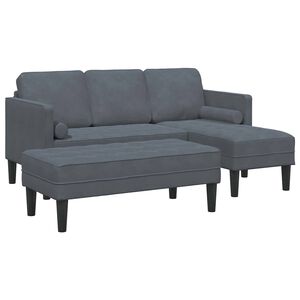 vidaXL Sofa Set with Cushion 2 pcs Dark Grey Polyester