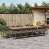 vidaXL 17 Piece Garden Dining Set with Cushions Grey Poly Rattan