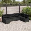 vidaXL Garden Sofa Set with Cushion 8 pcs Black Poly Rattan